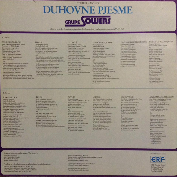 Grupe Sowers* - Duhovne Pjesme (LP, Album)