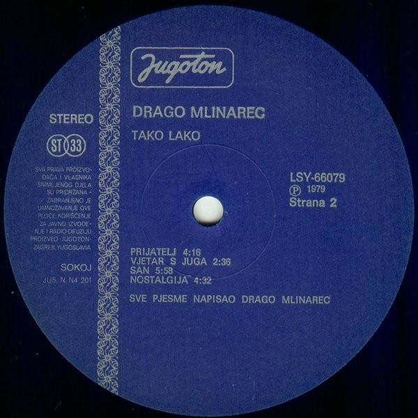 Drago Mlinarec - Tako Lako (LP, Album, Dar)