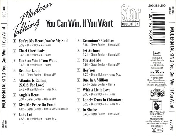 Modern Talking - You Can Win, If You Want (CD, Comp)