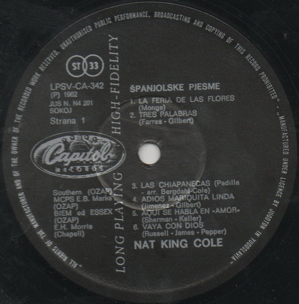 Nat King Cole - More Cole Español (LP, Album, RE)