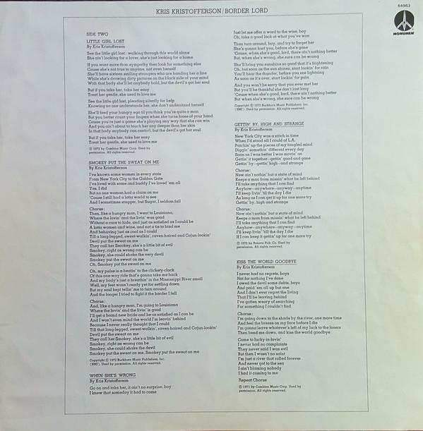 Kris Kristofferson - Border Lord (LP, Album, Ora)