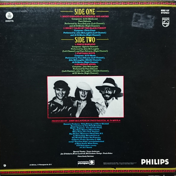 Al Di Meola / John McLaughlin / Paco De Lucía - Friday Night In San Francisco (LP, Album)