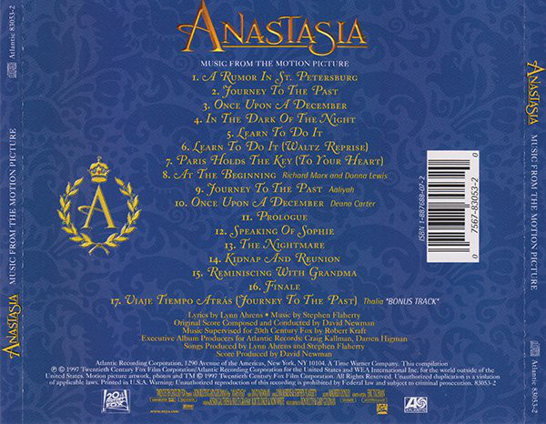Lynn Ahrens, Stephen Flaherty, David Newman - Anastasia (Music From The Motion Picture) (CD, Album)