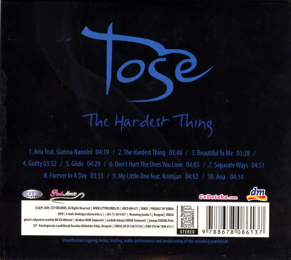 Toše* - The Hardest Thing (CD, Album, Car)