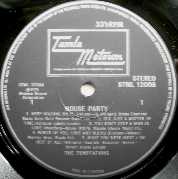The Temptations - House Party (LP, Album)