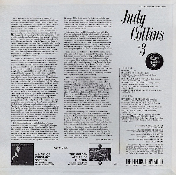 Judy Collins - Judy Collins #3 (LP, Album, RE)