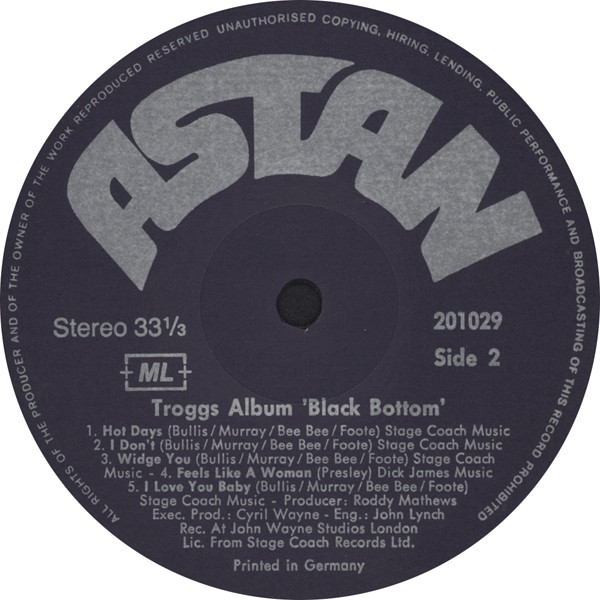 The Troggs - Black Bottom (LP, Album)
