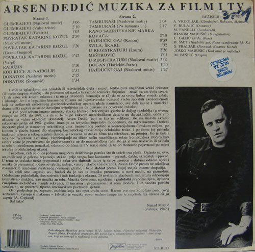 Arsen Dedić - Muzika Za Film I TV (LP, Album)