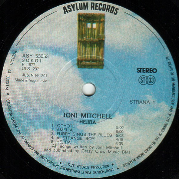 Joni Mitchell - Hejira (LP, Album, Gat)