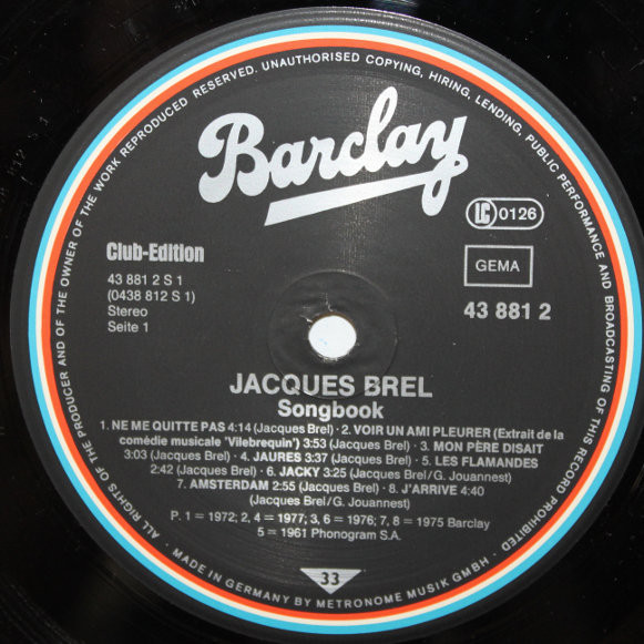 Jacques Brel - Songbook (LP, Comp, Ltd)
