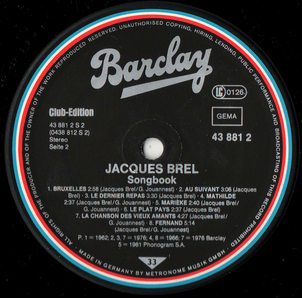 Jacques Brel - Songbook (LP, Comp, Ltd)