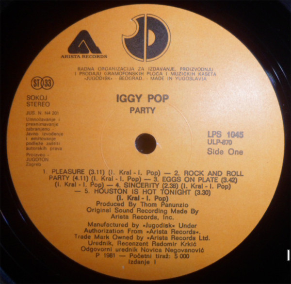 Iggy Pop - Party (LP, Album)