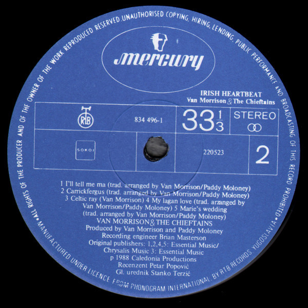 Van Morrison & The Chieftains - Irish Heartbeat (LP, Album)
