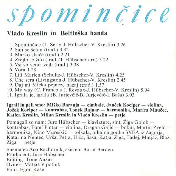 Vlado Kreslin in Beltinška Banda - Spominčice (CD, Album)