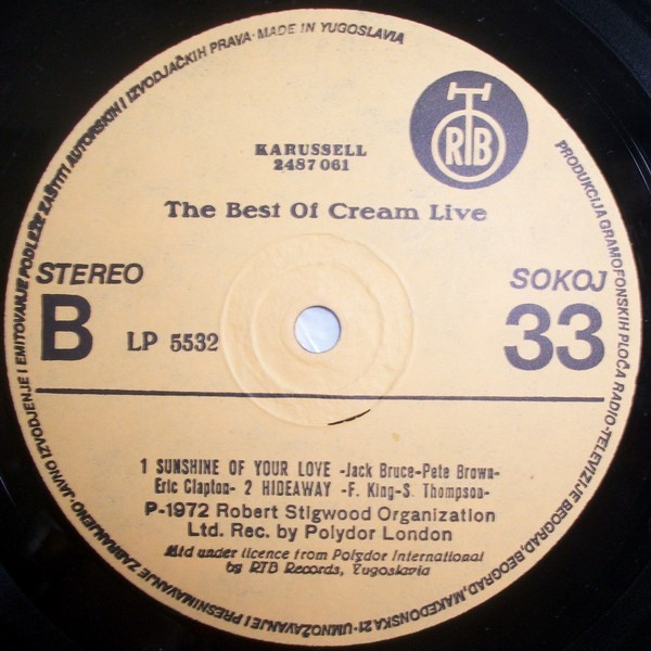 Cream (2) - The Best Of Cream Live (2xLP, Comp, RE, RP)
