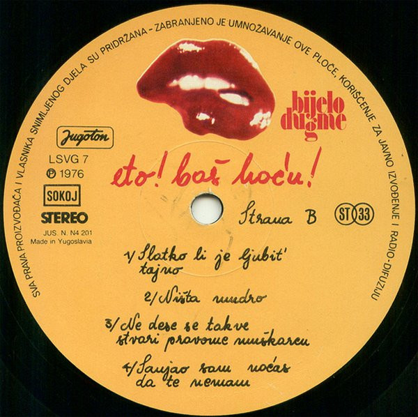 Bijelo Dugme - Eto! Baš Hoću! (LP, Album, RP, Gat)