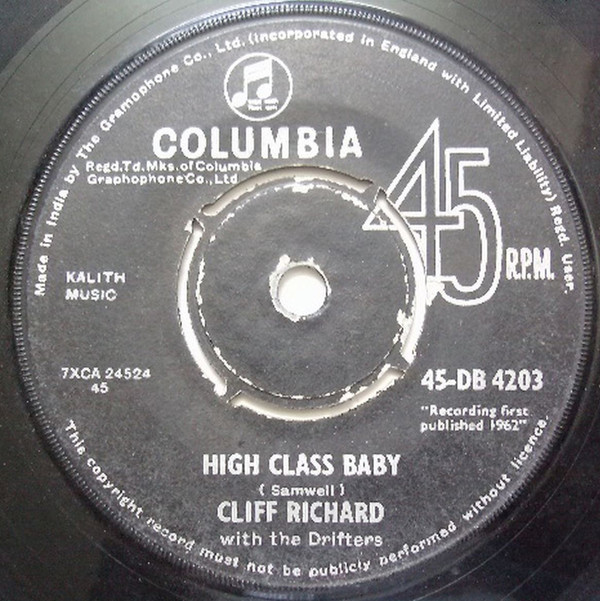 Cliff Richard With The Drifters* - High Class Baby (7