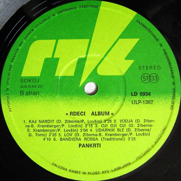 Pankrti - Rdeči Album (LP, Album)