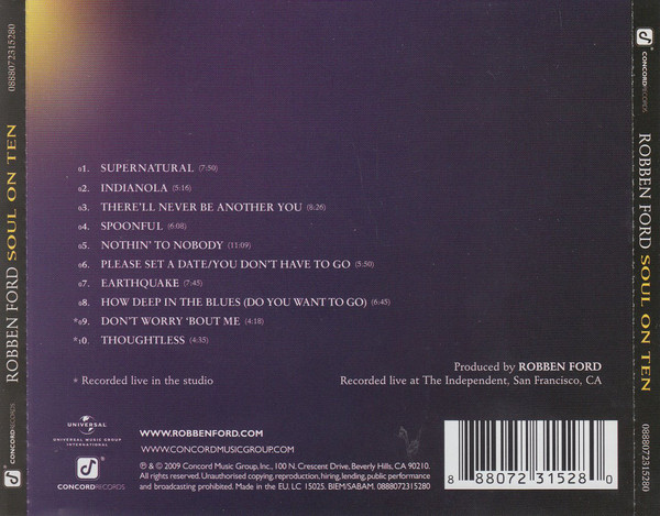 Robben Ford - Soul On Ten (CD, Album)
