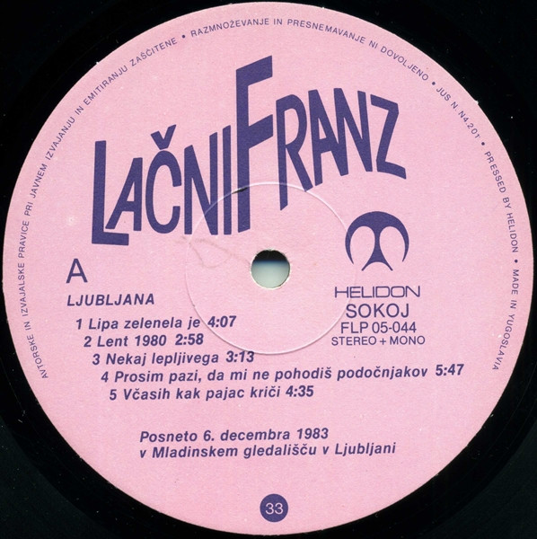 Lačni Franz - Slišiš, Školjka Poje Ti (LP, Album, Gat)
