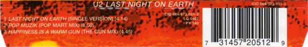 U2 - Last Night On Earth (CD, Single)