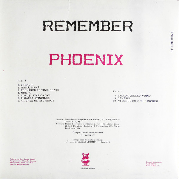 Phoenix (23) - Remember Phoenix / Negru Vodă (LP, Comp)