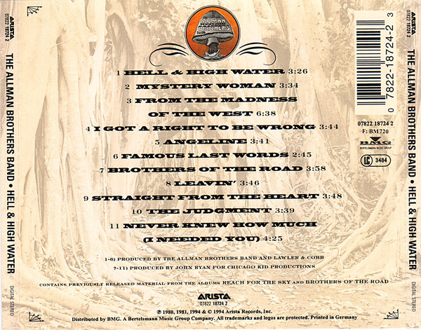 The Allman Brothers Band - Hell & High Water - The Best Of The Arista Years (CD, Comp)