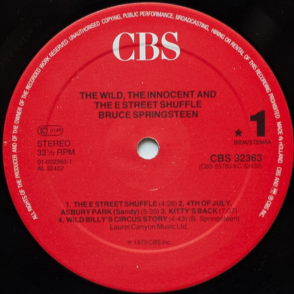 Bruce Springsteen - The Wild, The Innocent &  The E Street Shuffle (LP, Album, RE)